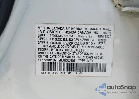 2011 Acura Mdx from USA, damaged, VIN 2HNYD2H28BH500151